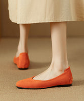 Orange Flat Feet Shoes Suede Comfortable Splicing