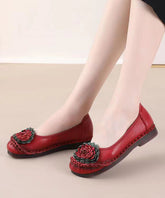 Red Flat Shoes For Comfortable Splicing Floral