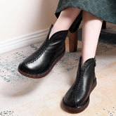 Leather Vintage Ethnic Style Soft Ankle Boots ( Added plush styles)