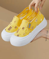 Yellow Splicing Platform Breathable Mesh Flats Shoes