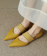 Yellow Cowhide Leather Splicing Walking Sandals