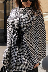 Houndstooth Loose Lace-up Cape