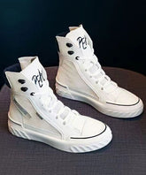 White Casual Breathable Mesh Lace Up Splicing Platform Boots