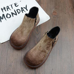 Cozy Autumn Vintage Handmade Comfort Short Boots Women