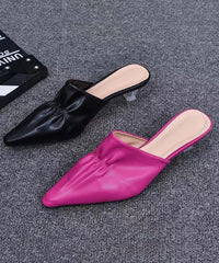 Rose Chunky Heels Slide Sandals Pointed Toe