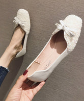 White Splicing Sequlinde Bow Flats Shoes