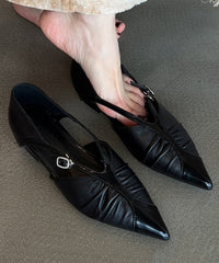 White Sheepskin Boutique Splicing Flat Shoes Pointed Toe