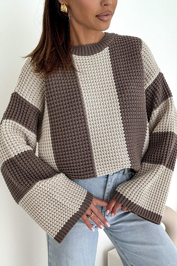 Colorblock Loose Long-sleeved Casual Knitted Sweater
