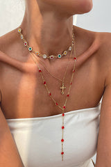 Diamond Cross Chain Elegant Multi-layered Necklace