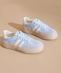 Casual Splicing Platform Flat Shoes Rose Faux Leather Lace Up