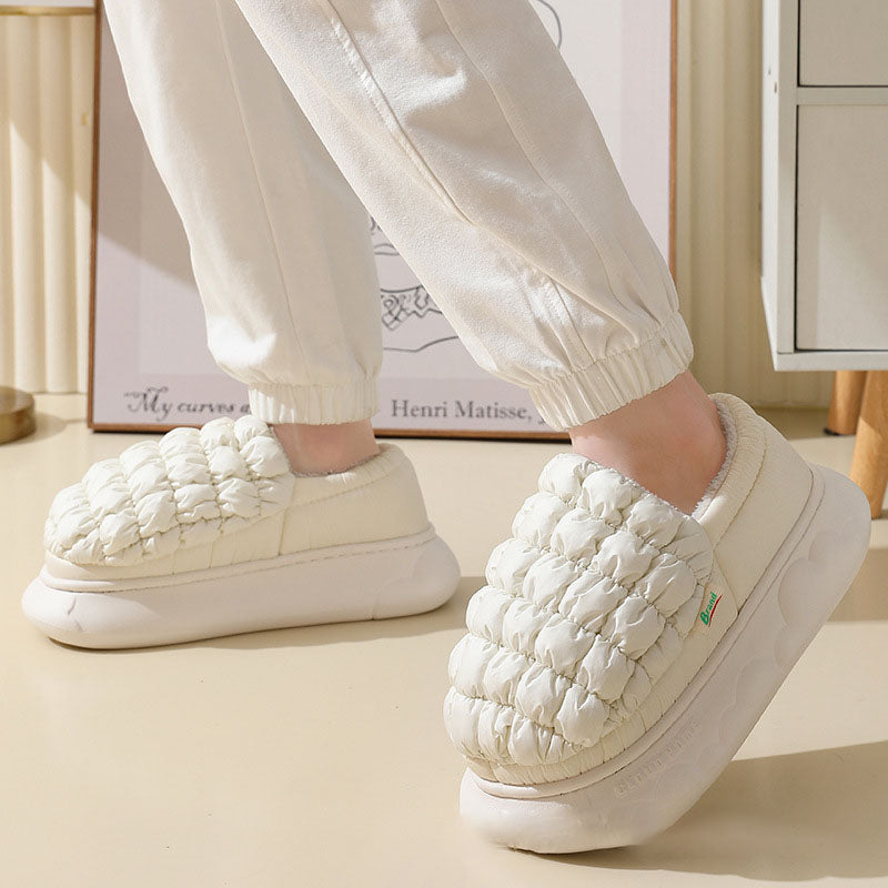 Winter Grid Household Warm Cotton Shoes