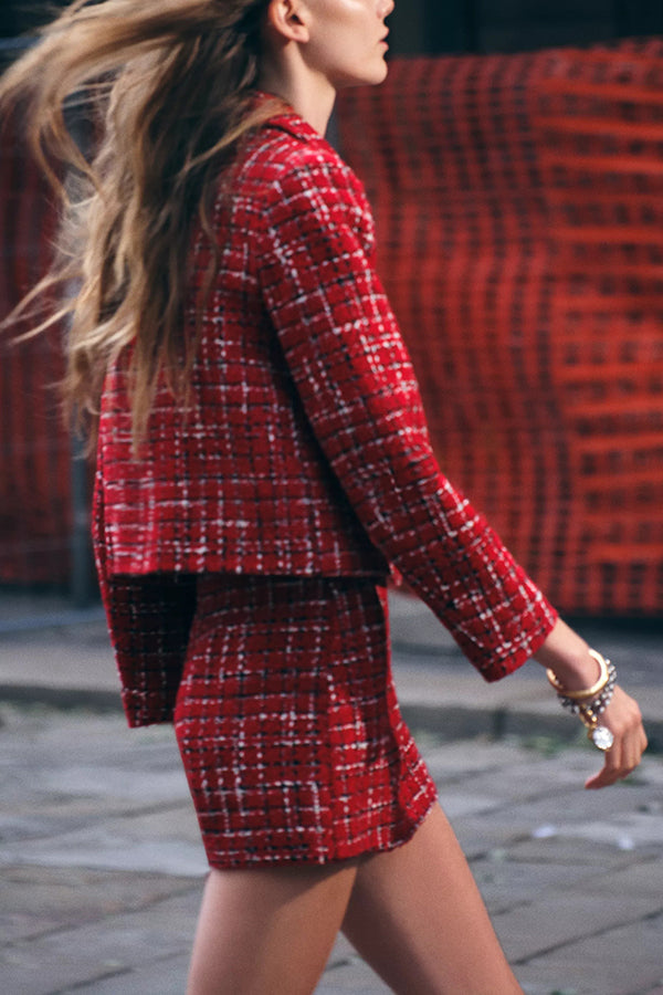 Tweed Plaid Texture Casual Mini Skirt