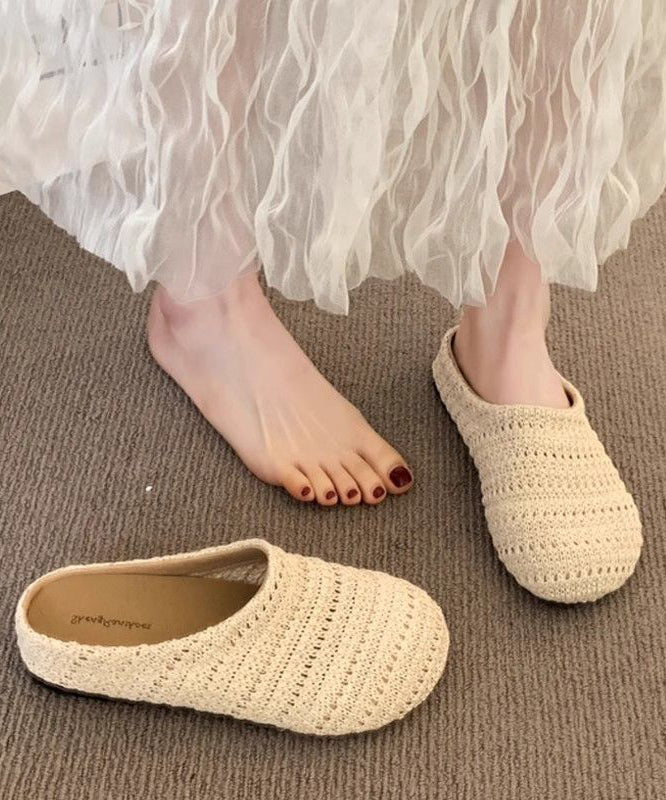Beige Comfortable Breathable Mesh Splicing Slide Sandals