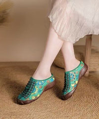 Brown Embossed Cross Strap Splicing Cowhide Leather Flat Shoes