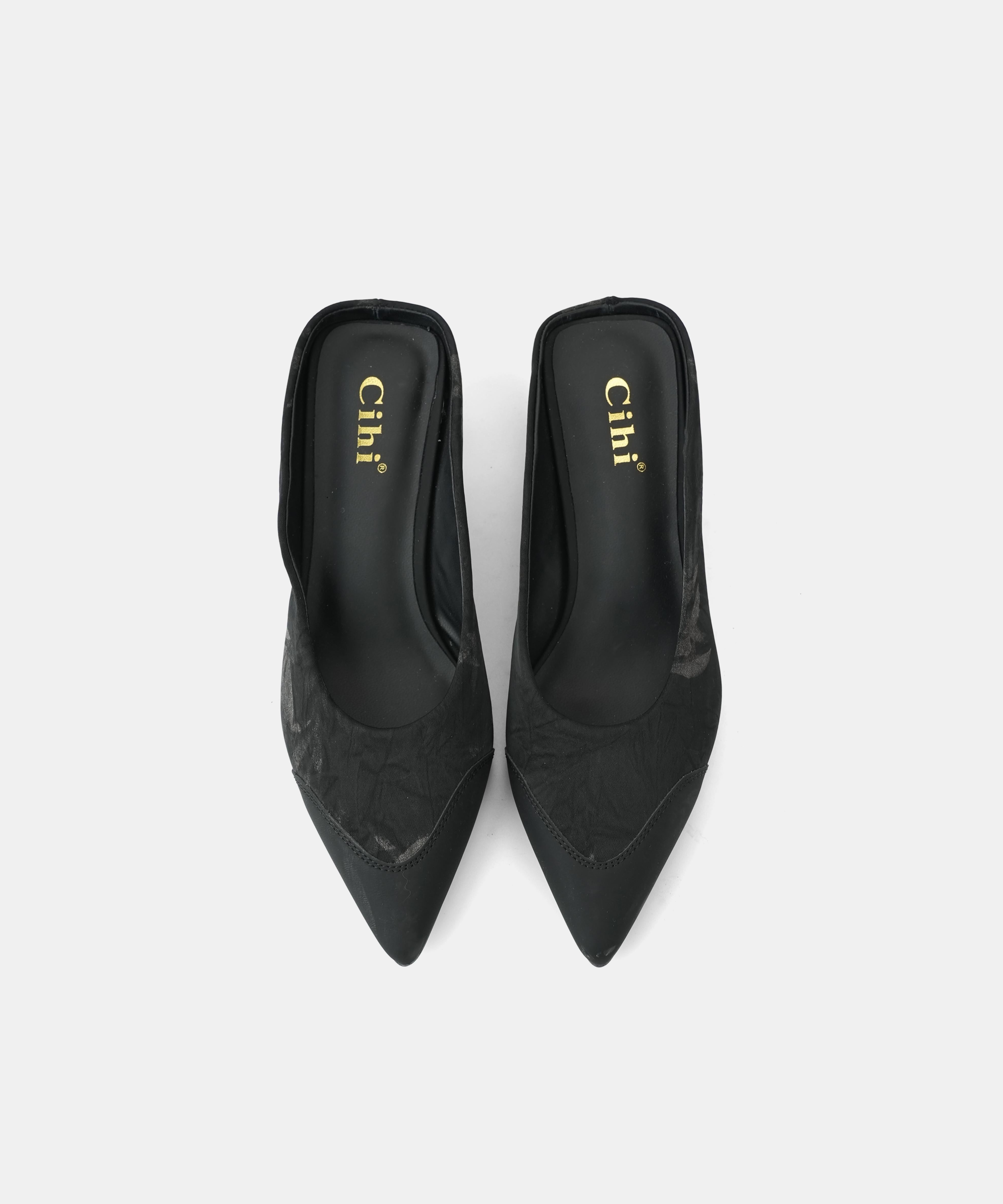 Green Faux Leather Splicing Satin Kitten Heels Slippers