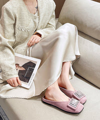 Stylish Versatile Yellow Suede Zircon Slide Sandals