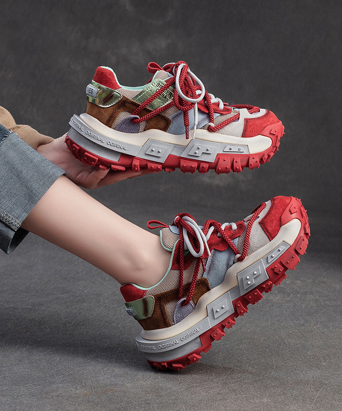 Yellow Suede Breathable Mesh Splicing Flat Feet Shoes