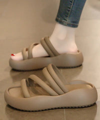 Casual Splicing Platform Black Faux Leather Slide Sandals