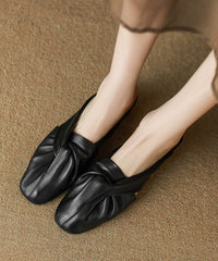 Comfy Splicing Beige Cowhide Leather Slide Sandals