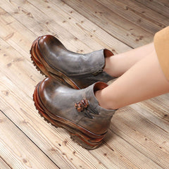 Cozy Leather Handmade Ethnic Height Inceasing Boots Shoes