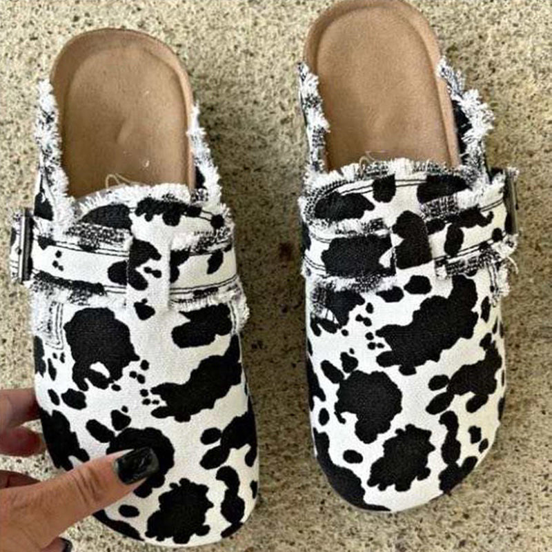 Printed Raw Edge Flat Casual Shoes