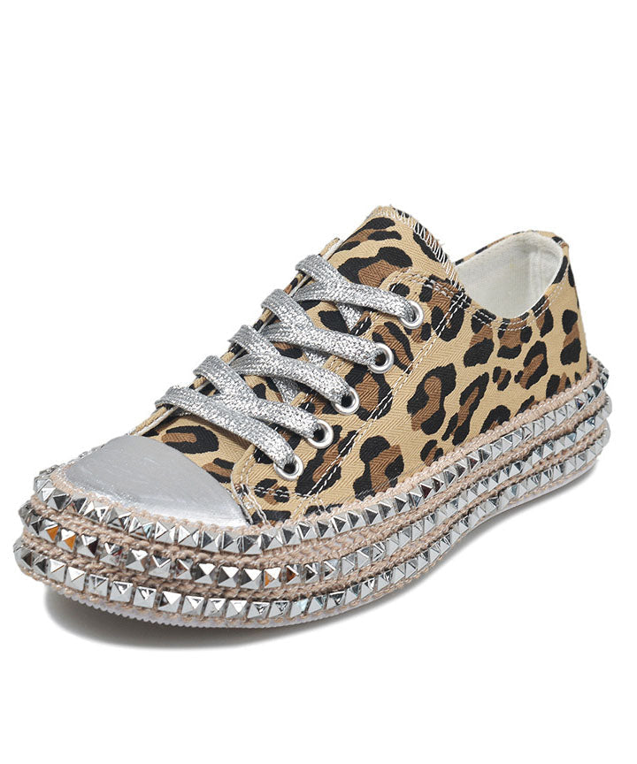 Boho Leopard Print Splicing Flat Shoes For Cotton Fabric
