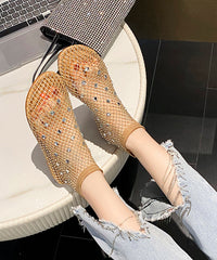 Black Multi Zircon Splicing Chic Breathable Mesh Boots