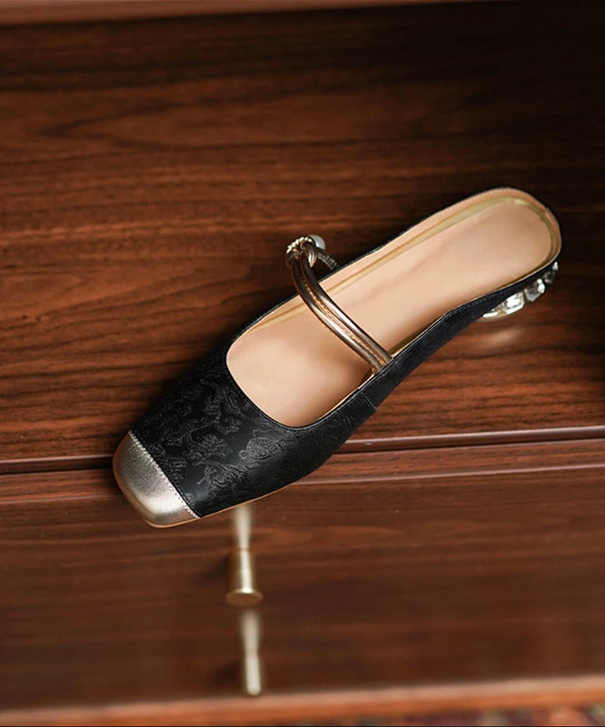 Champagne Cowhide Leather Embossed Slide Sandals
