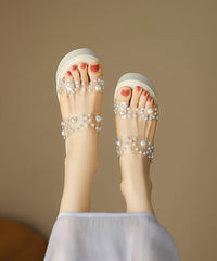 Stylish Splicing Platform Pink Slide Sandals Nail Bead