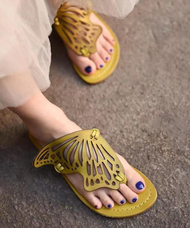French Flip Flops With Flat Bottoms Hollowed Out Butterfly Slippers