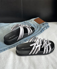 Versatile Silver Bow Platform Slide Sandals