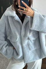 Lapel Long Sleeve Loose Furry Coat