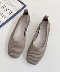 Yellow Knit Cotton Fabric Flat Feet Shoes For Women
