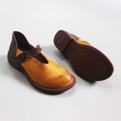 Blue Flat Shoes For Genuine Leather Elegant Splicing Flats