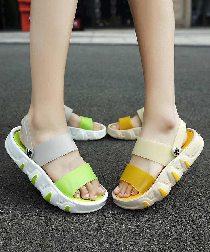 Comfy Black Red Beach Peep Toe Slide Sandals