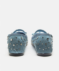 Original Design Blue Rivet Buckle Strap Splicing Flat Feet Shoes