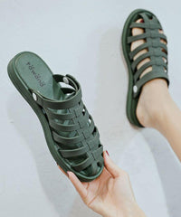 Casual Splicing Hollow Out Black Slide Sandals