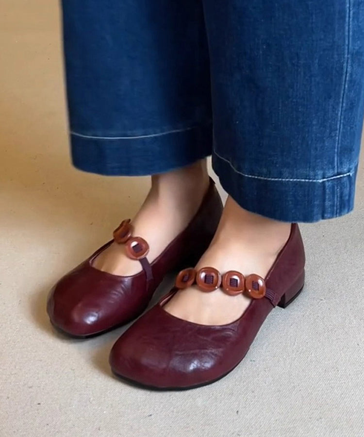 Red Faux Leather Casual Splicing Flat Shoes For Women