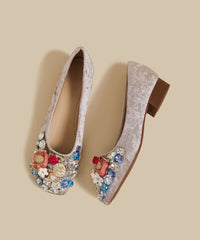 Black Faux Leather Boutique Zircon Splicing Flats Shoes