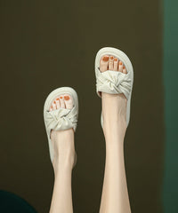 Green Faux Leather Splicing Slide Sandals Peep Toe