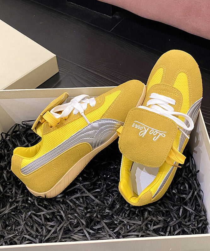 Red Suede Sport Flat Shoes For Splicing Lace Up