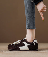 Red Lace Up Platform Suede Fashion Splicing Flat Shoes