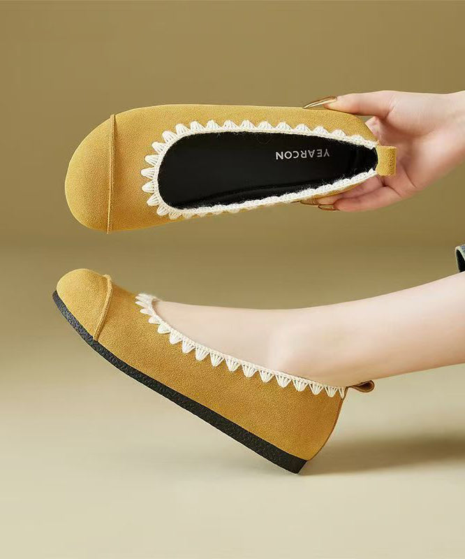 Casual Comfy Leopard Splicing Flat Shoes Suede