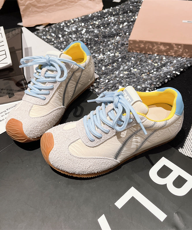 Casual Comfy Lace Up Splicing Sport Shoes For Blue Suede