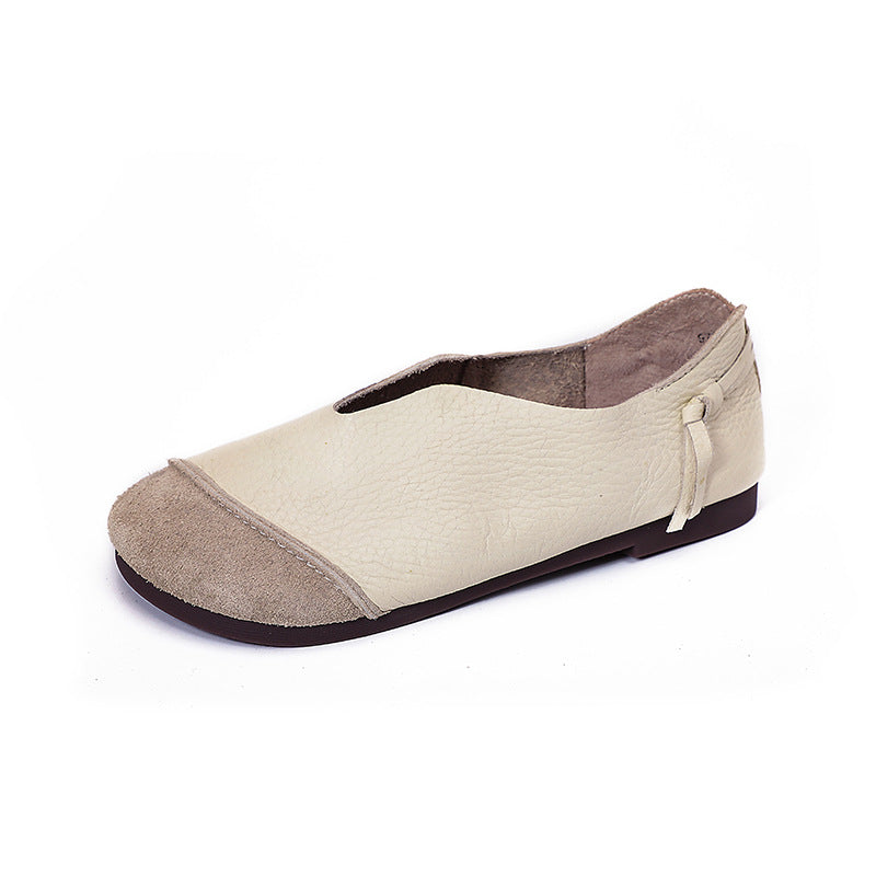 Spring Summer Retro Leather Flat Casual Loafers