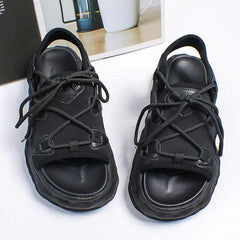 White Faux Leather Walking Sandals Cross Strap Water Sandals