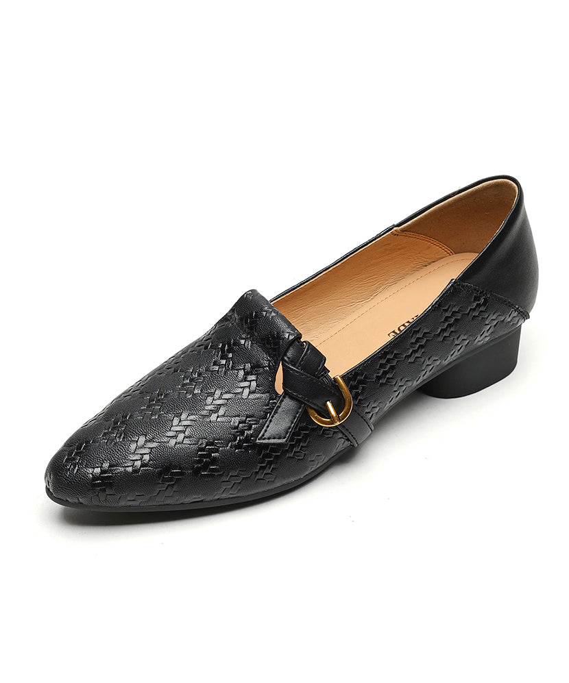 Handmade Brown Flat Feet Shoes Cowhide Leather Pointed Toe