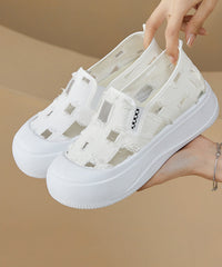 Yellow Splicing Platform Breathable Mesh Flats Shoes