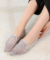 Blue Breathable Hollow out Flat Shoes Pointed Toe