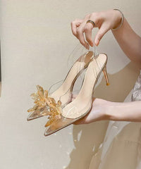 Stylish Splicing Stiletto Sandals Silver Pointed Toe Crystal Floral